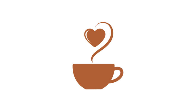 A warm cup of coffee with a heart-shaped steam.