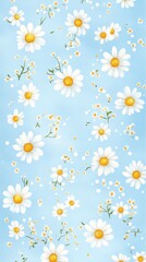 Obraz premium White floral arrangement on blue backdrop fresh white flowers elegantly arranged against serene blue