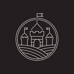 Castle in circle line logo design vector