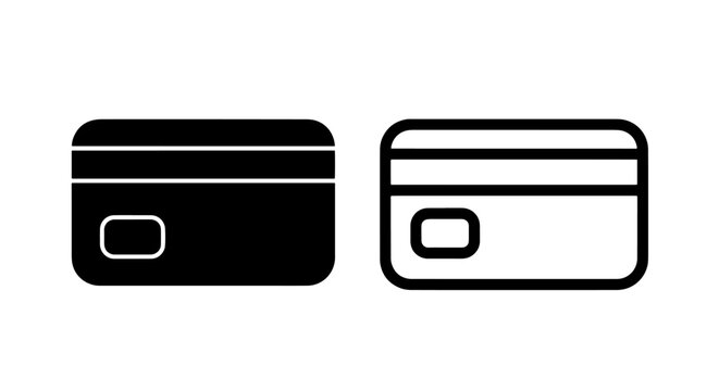 Payment Credit Card Front Icon with EMV Chip Slot for Financial Transactions