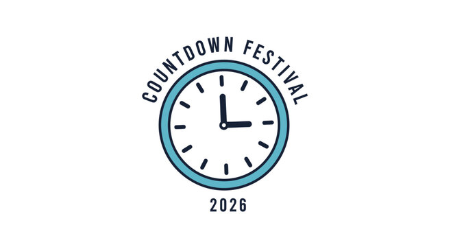 Countdown Festival 2026 logo with clock and year.