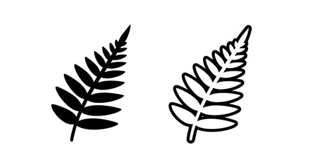 Decorative Fern Leaf Icon in Black Solid and Outline Designs