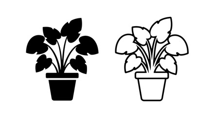 Obraz premium Indoor Potted Plant Icon – Home Decor, Greenery and Botanical Symbol