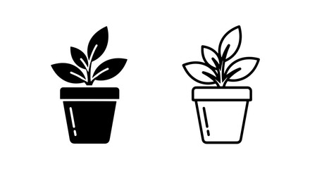 Simple Potted Small Plant Icon with Green Leaves for Growth and Nature Vector Graphic