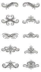 Elegant decorative vector elements on black background