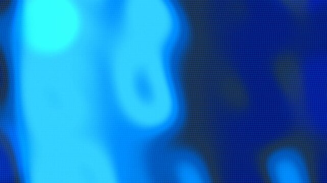 Dark blue abstract digital background with glowing light blue amorphous shapes and grid