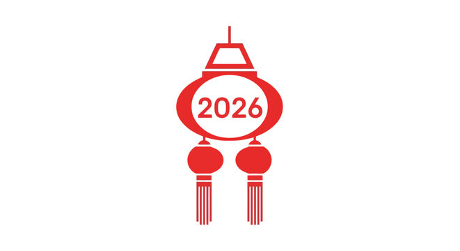 Red Chinese Lantern with 2026 New Year Greeting.