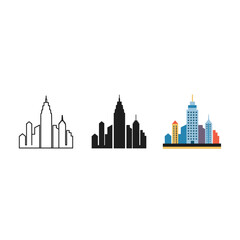 Fototapeta premium Cityscape Skyline Vector Icons Business