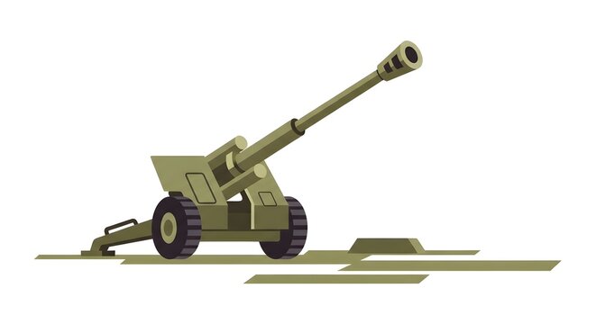Military Howitzer Cannon Artillery Weapon Illustration.
