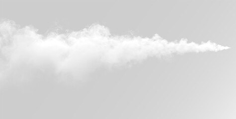 White smoke trail or steam puff with realistic cloud texture, isolated on black and white overlay fog, gaz png © Alehandro