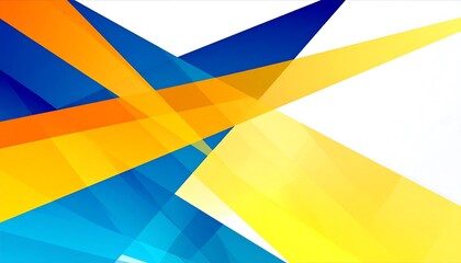 Obraz premium An abstract composition using bold geometric shapes and color gradients. Featuring overlapping transparent layers of yellow, orange, and blue hues against a white backdrop