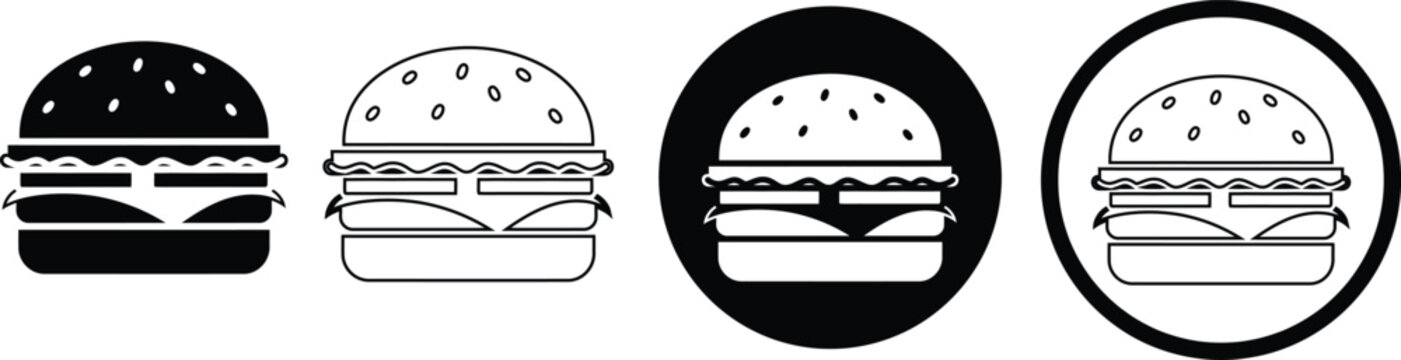 burger illustrations in black and white