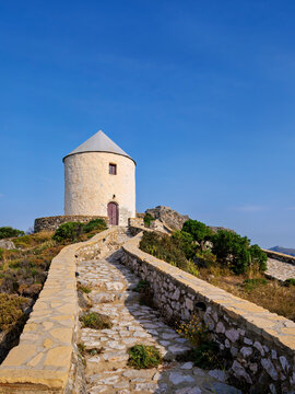 Windmill of Pandeli, Leros Island, Dodecanese, Greece