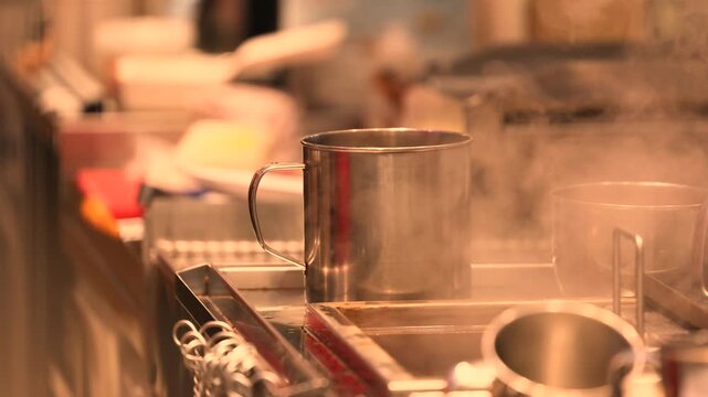 Traditional Asian tea served in classic kopitiam tea house environment reflecting vibrant street food culture, heritage brewing rituals and authentic everyday social gathering atmosphere