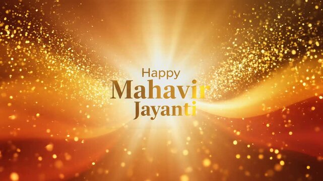 Happy Mahavir Jayanti Celebration Golden Particles Background