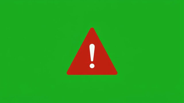 Red exclamation mark in a warning triangle on a green background, signifying an alert or important notice