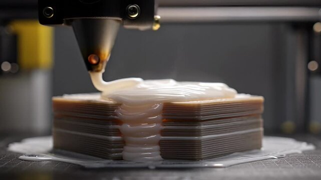 3 d printer manufacturing process constructing layered object close up