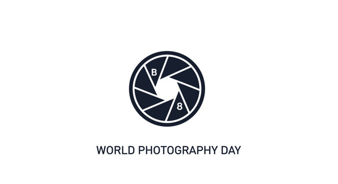 World Photography Day celebration with camera shutter icon.