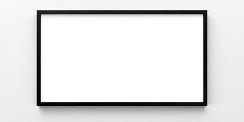 Obraz premium Sleek black frame mounted on a textured white wall, showcase, mockup