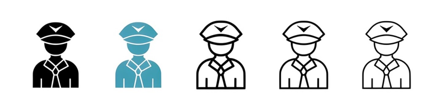 User pilot black liner icon collection. Thin line customizable illustration. Contour symbol. Vector isolated outline drawing. Editable stroke