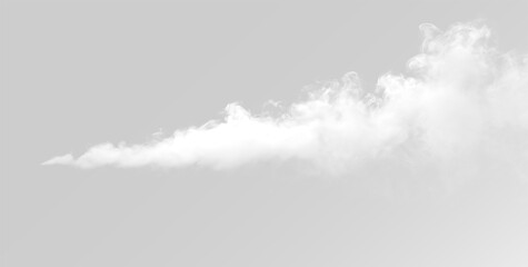 Fototapeta premium Realistic fog jet with flowing smoke stream and thick vapor effect, transparent background overlay white gas flow 