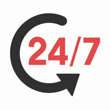 24/7 service support hours clock