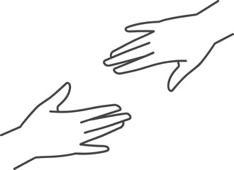 Obraz premium Helping Hands Line Icon Illustration Showing Human Support, Care, Assistance and Cooperation Concept, Symbol of Kindness, Charity, Aid and Community Help
