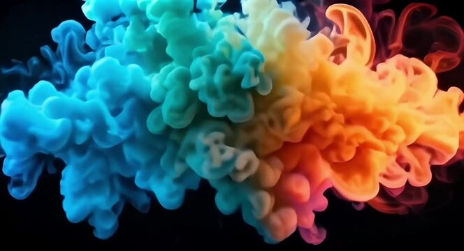 Smoke explosion dissolving gracefully on deep black background.4k video.
