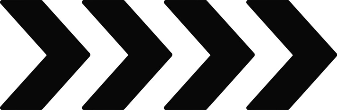 Modern black chevron arrow vector illustration, directional pointer symbols for web design, navigation and graphic interface