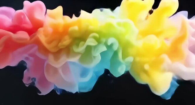 Smoke explosion dissolving gracefully on deep black background.4k video.
