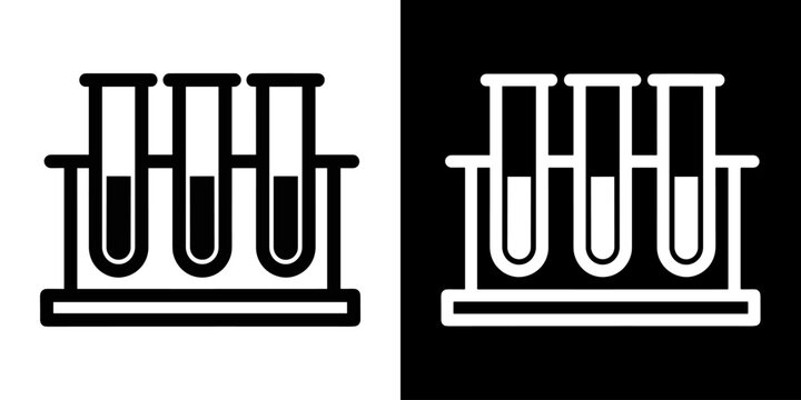 Test Tubes icon concept in flat black and white style on clean background vector illustration design	