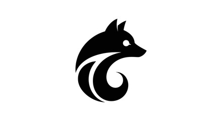 Stylized black fox logo design