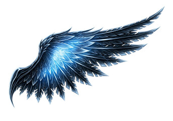 Digital Blue Wing with Sharp Feather Details for Fantasy and Technology Themes