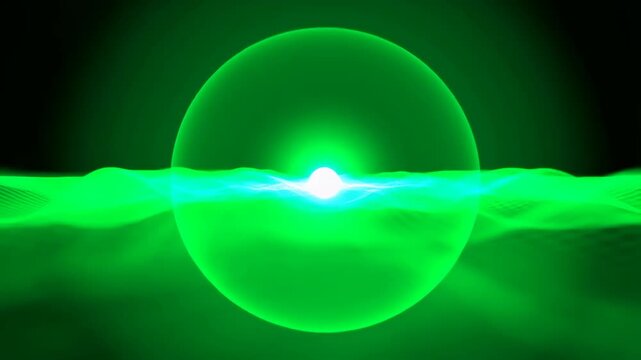 Radar glowing green sonar ping overlay circular animation on black featuring background, futuristic, technology with interface and ui elements for