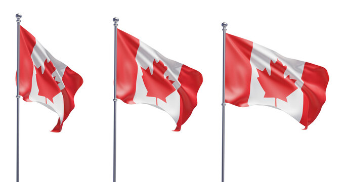 Canada flag on transparent background, PNG transparent, isolated, 3d render flag