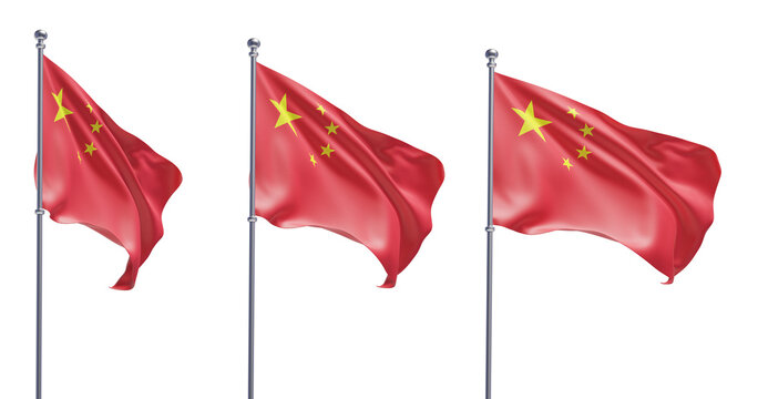 China flag on transparent background, PNG transparent, isolated, 3d render flag