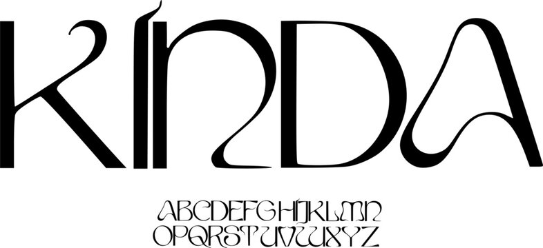 KINDA Elegant Modern Serif Font Alphabet &ndash; Stylish Decorative Typeface with Smooth Curves and Minimalist Letter Design, Perfect for Branding, Poster, Editorial Typography, and Creative Graphic Project