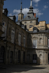 Obraz premium Historic architecture with towers and intricate details.. Royal Palace of La Granja de San Ildefonso, Spain