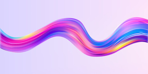 Abstract  holographic wave.Flow iridescent fluid.Dynamic spectrum ribbon.