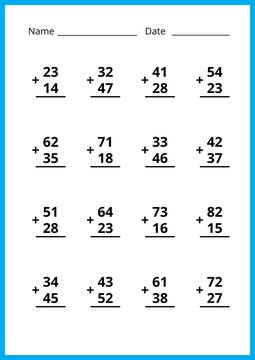Addition Problems Offer Children Educational Practice
adding a two-digit number in columns. 
Elementary Math Worksheet Provides Valuable Learning