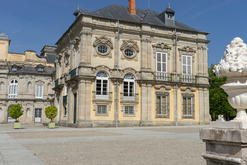 Elegant building with intricate architectural details.. Royal Palace of La Granja de San Ildefonso, Spain