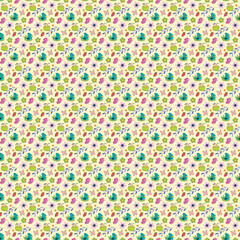 Fototapeta premium Colorful seamless pattern with cartoon elements on light background