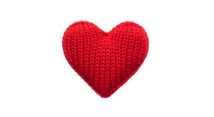Fototapeta premium Red knitted heart isolated on transparent background png