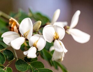 Obraz premium Macro Detail of Moringa Leaves and seed. High-resolution macro photograph of moringa leaves capturing natural veins and textures.