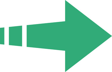 A bold green arrow with a dashed line leading to its shaft, symbolizing progress and direction on a clean white background