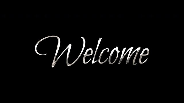 welcome text effect silver glowing animation