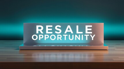 3d render of resale opportunity sign on wooden surface