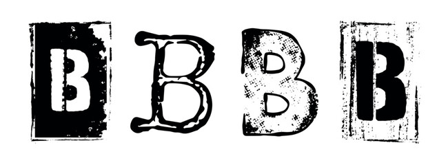 Retro Punk Letter B Set with dirty distressed Texture. Grungy Typography element collection for graphic design © Anna