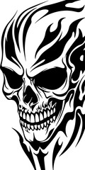 Obraz premium Aggressive skull with sharp teeth snarling isolated on transparent background