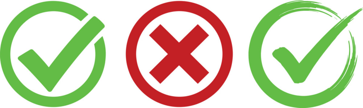 Checkmarks and cross symbol